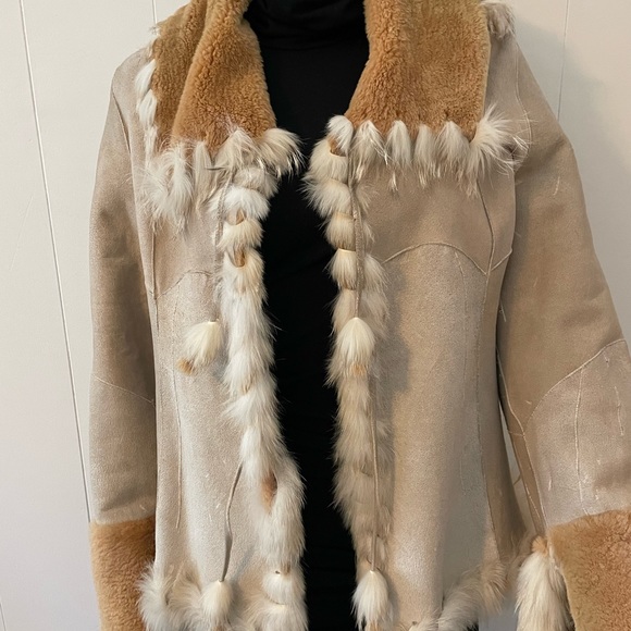 Caramel and beige with suede Jacket - Picture 2 of 10